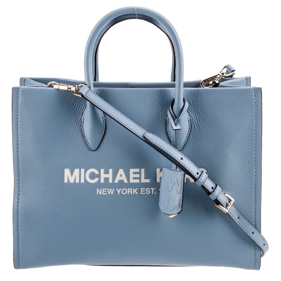 Michael Kors Pale Blue Leather Mirella Medium Satchel Shoulder Bag - Picture 1 of 11